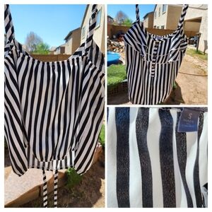Charlotte Russe small 100% polyester black and white striped tank top